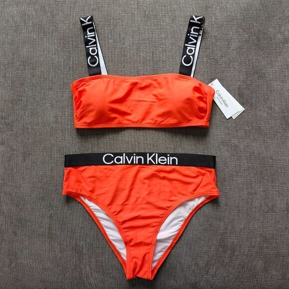 Calvin Klein Women's Logo Elastic Top & Bottom Bikini 2 Piece Set Size Xlarge - Picture 7 of 15